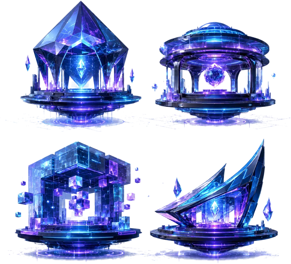 OpenSea、Blur、Binance NFT、Magic Eden 等 NFT 市场的抽象插画
